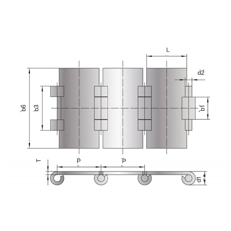 Lanț transportor cu partea superioară plată