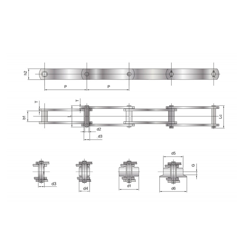 Lanț transportor cu știft solid standard DIN (Seria FV)